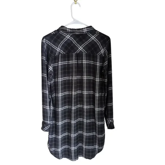 Rails Bianca Longsleeve Shirt Dress in Onyx Slate White size Small - Picture 4 of 8